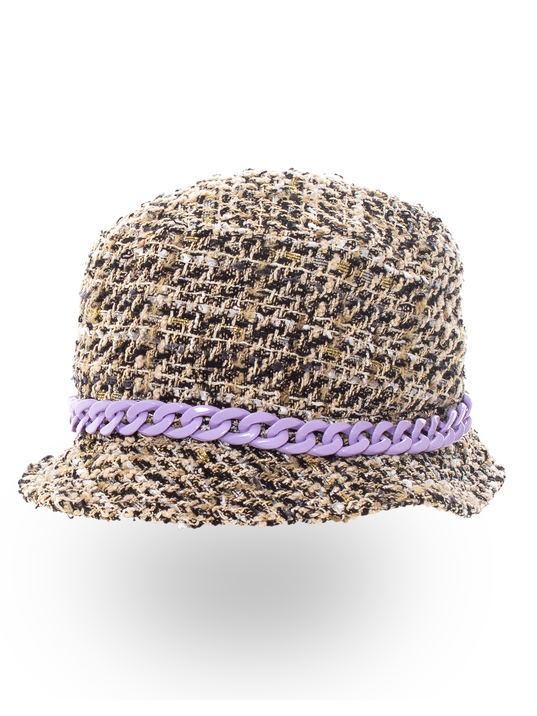 CAPPELLO CLOCHE TESSUTO CHANEL, 97% POLY 3% LUREX, MADE IN ITALY